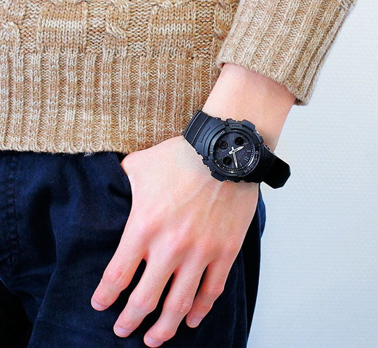 Casio G-Shock Ana-Digi Tough Solar Atomic 200m Black Resin Watch AWGM100B-1A