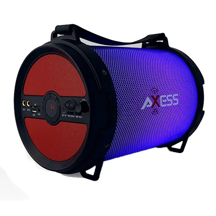 Axess Bluetooth LED Lights Rechargeable Speaker w/ Wired Mic