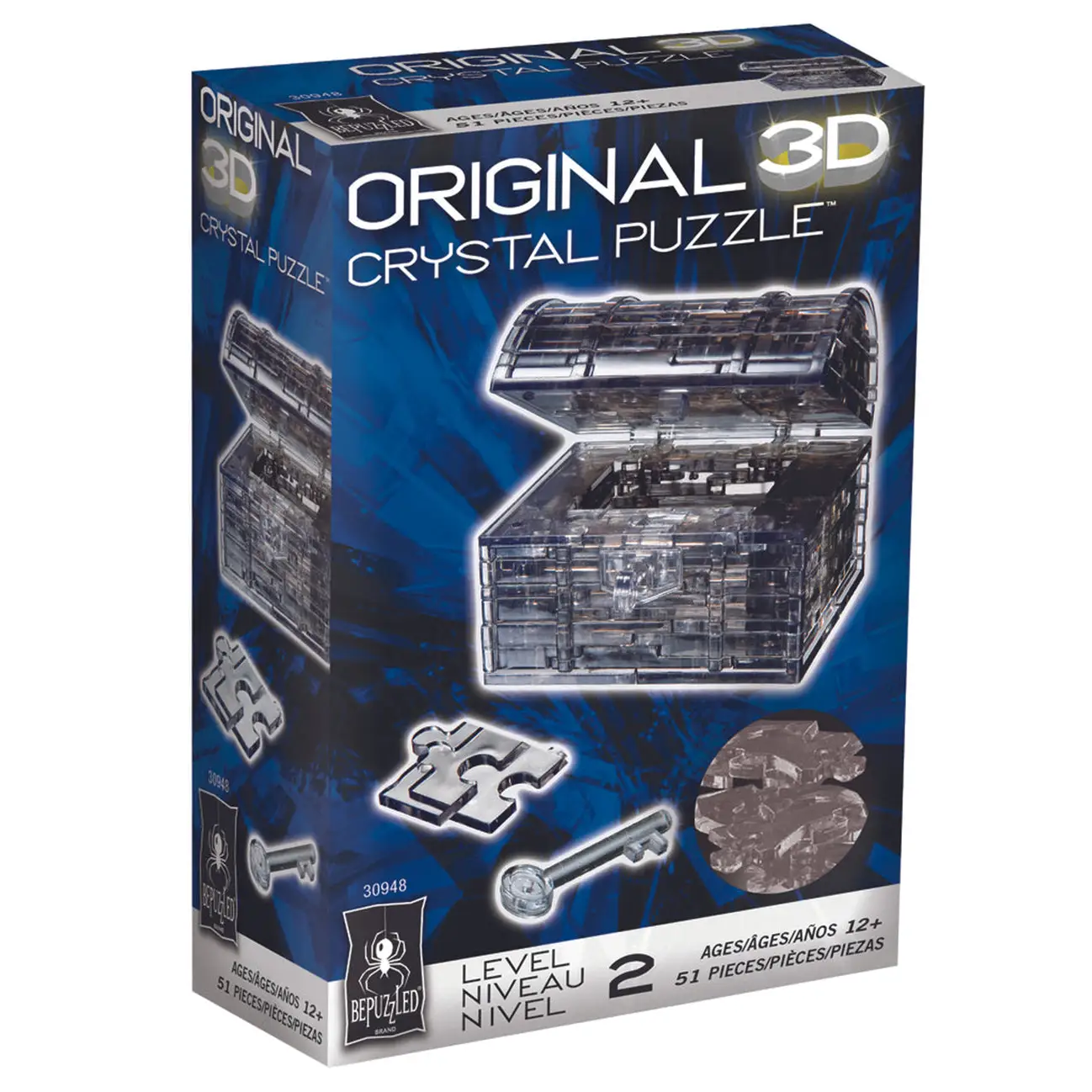 Bepuzzled 3D Crystal Puzzle - Treasure Chest Black (52 Pcs