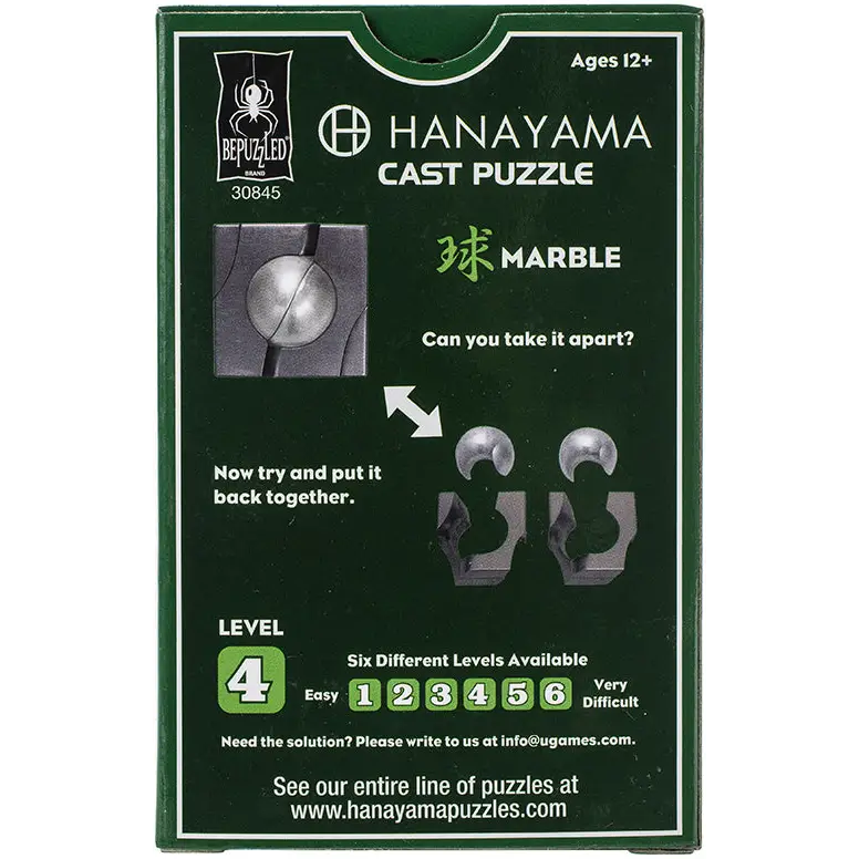 BePuzzled Hanayama Cast Metal Puzzles - Marble (Difficulty: