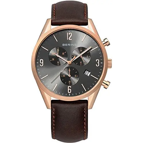 Bering Men’s Classic Chronograph Rose Gold Tone Brown