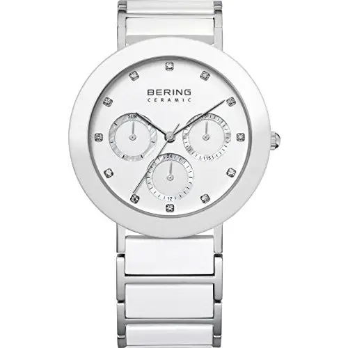 Bering Women’s Chronograph Silver Tone White Ceramic Watch
