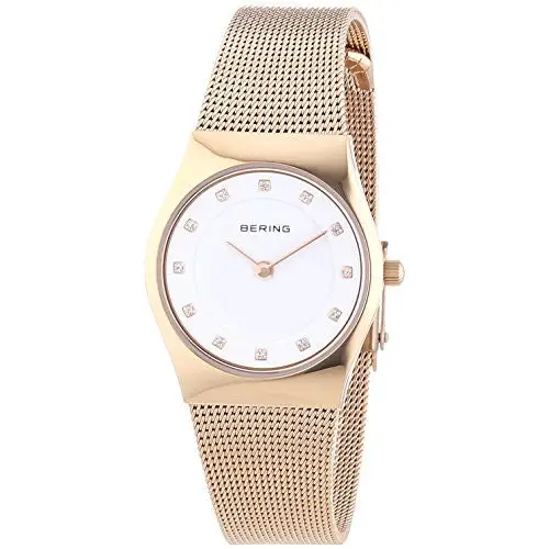 Bering Women’s Milanaise Mesh Strap Rose Gold Tone Stainless