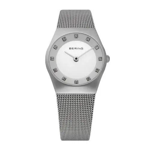 Bering Women’s Milanaise Mesh Strap Silver Tone Stainless