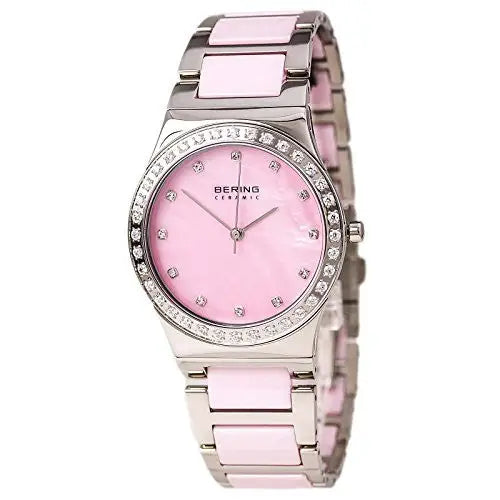Bering Women’s Swarovski Crystals Pink Ceramic Silver Tone