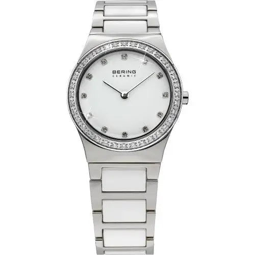 Bering Women’s Swarovski Crystals White Ceramic Silver Tone