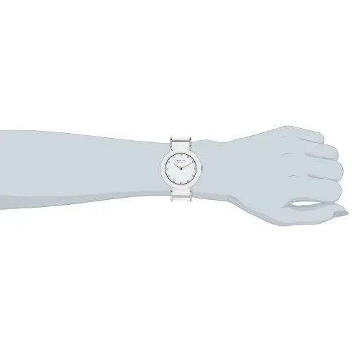 Bering Women’s Swarovski Markers Silver Tone White Ceramic