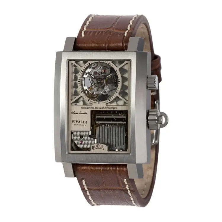 Boegli Men Classic Rock Manual Winding Stainless Steel Brown