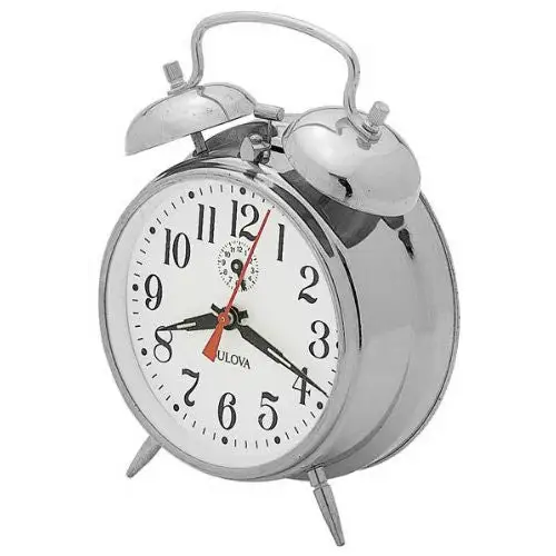 Bulova Bellman II Analog Chrome Finish Metal Bell Alarm
