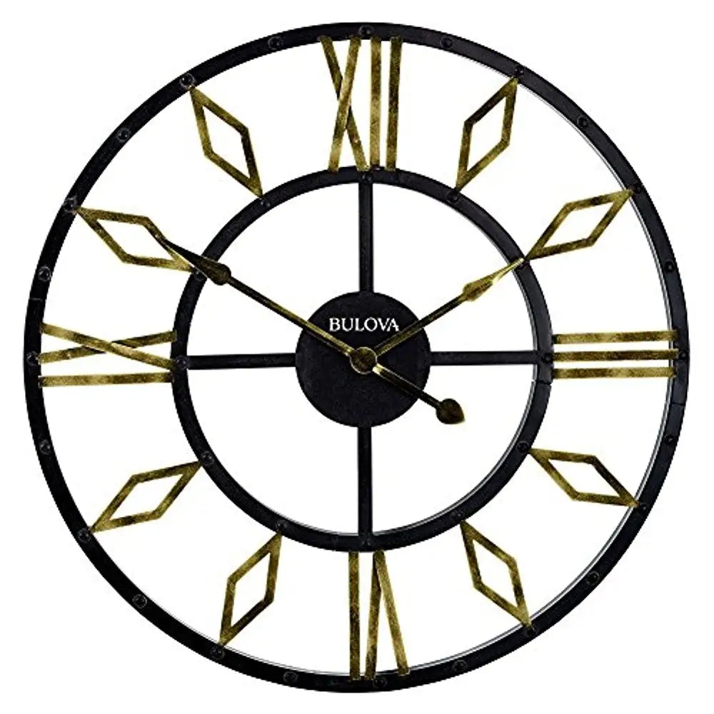 Bulova Diamond Gallery Gold Numerals Accent Wall Clock C4858