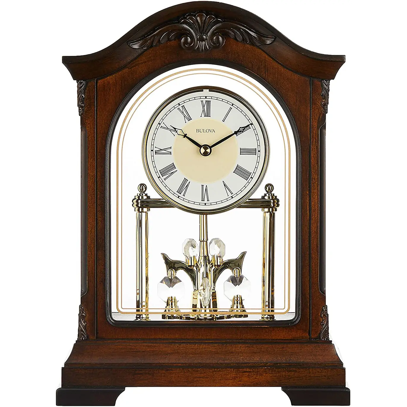 Bulova Durant Analog Quartz Solid Wood Case Pendulum Mantel