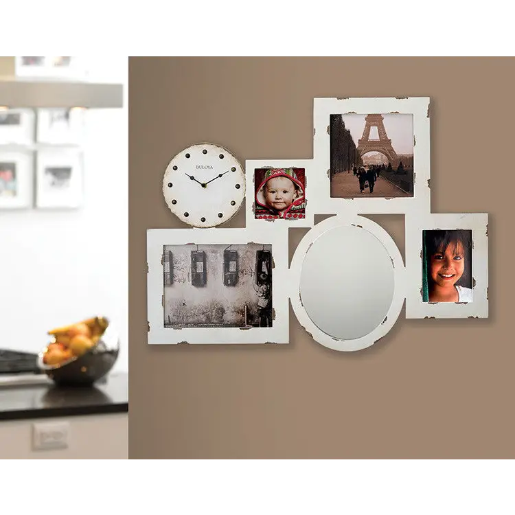 Bulova Gallery Aged Farm House White Picture Holder Mirror