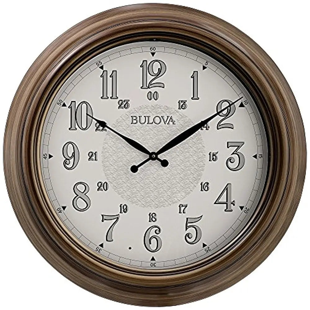 Bulova Key West Neutral Brown Wicker Metal Case Wall Clock