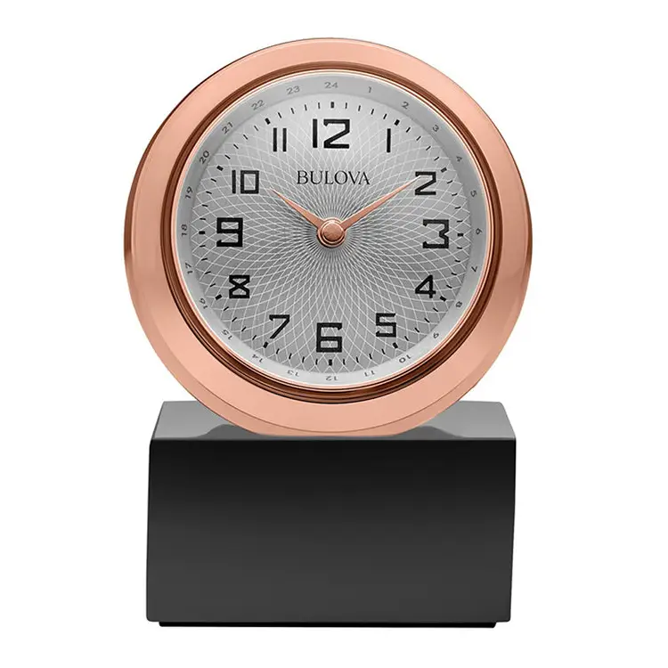 Bulova Sphere Analog Quartz Rose Gold Tone Tabletop Clock