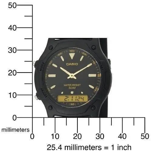 CASIO ANALOG DIGITAL MENS WATCH DUAL TIME AW49HE-1A -