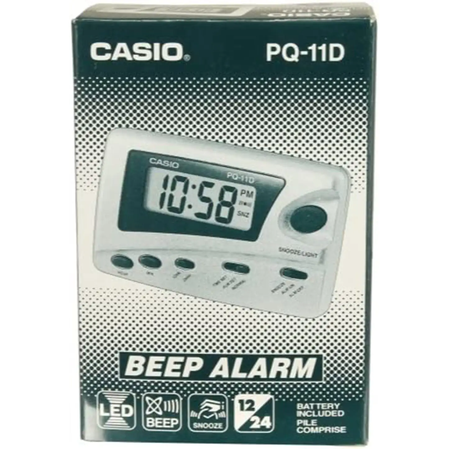 Casio Digital Blue Traveler’s Snooze LED Alarm Clock PQ11D-2