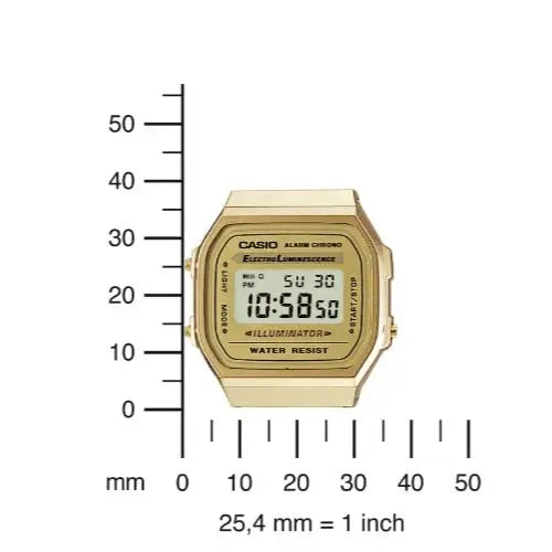 Casio Digital Mens Gold Retro Watch A168WG-9 with light
