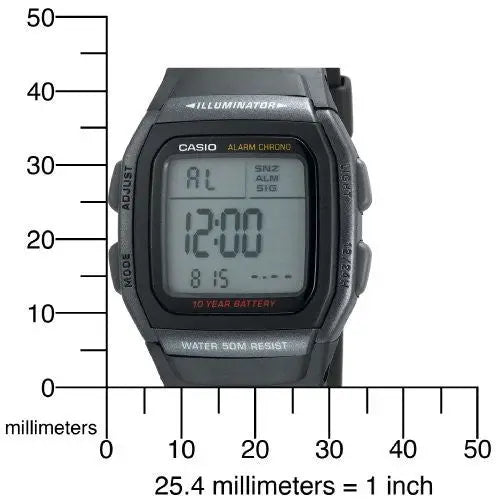 Casio Digital Watch Dual Time Alarm 50M W96H-1BV - Watches