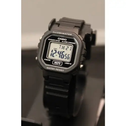 Casio Ladies Black Stopwatch Led Light Watch LA-20WH-1A -