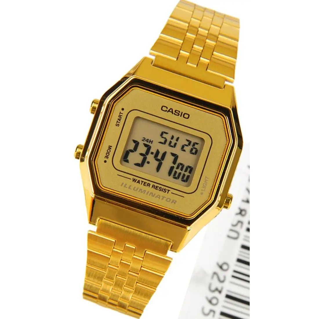 Casio Ladies Mid Size Gold Tone Digital Retro Multi-Function