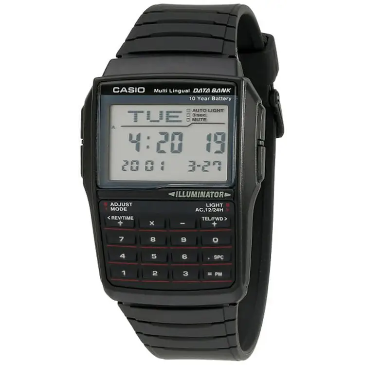 Casio Men’s 25-Page Databank 8-Digit Calculator Black Resin