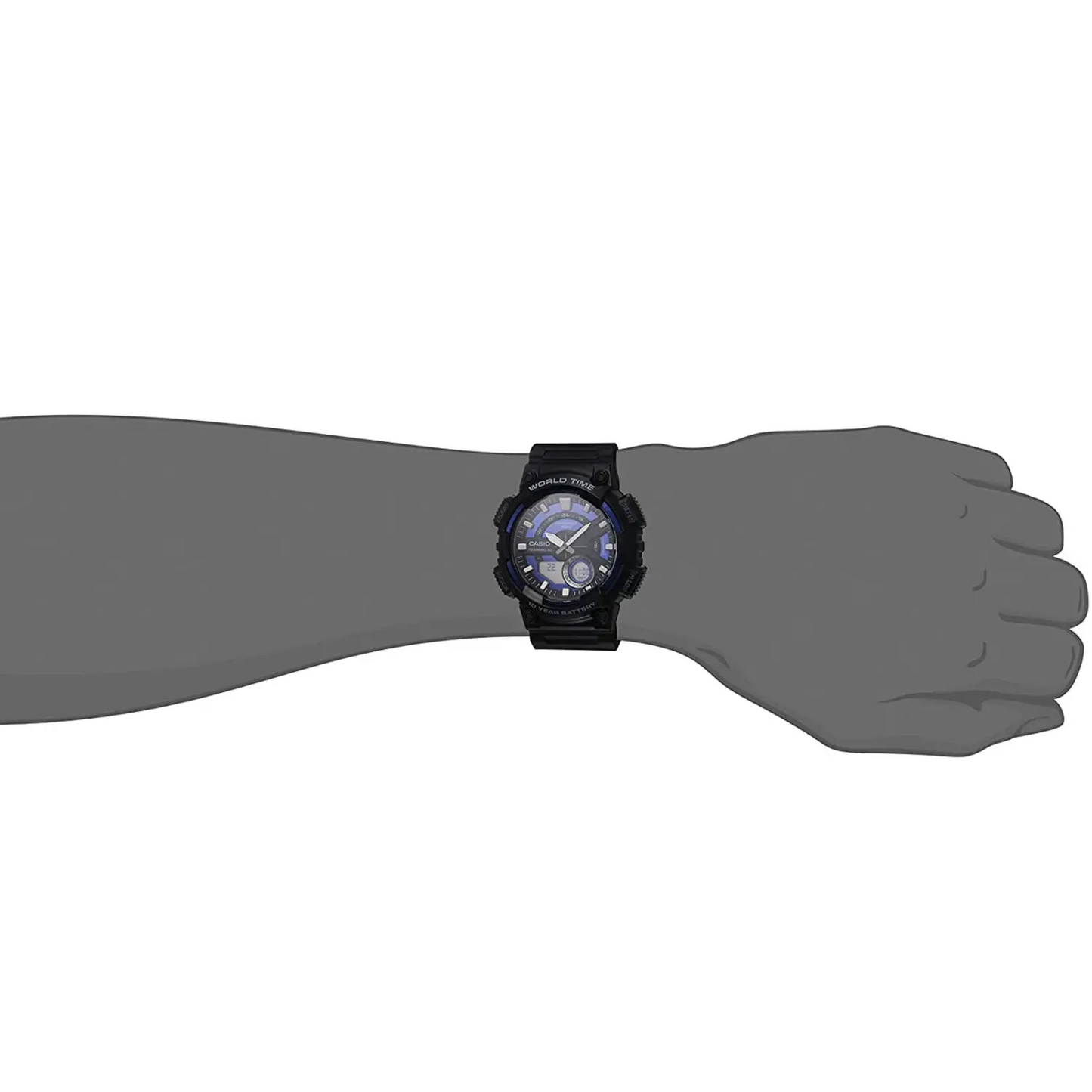 Casio Men’s Analog-Digital World Time 100m Black Resin Watch