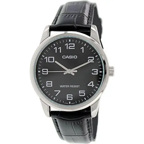 Casio Men’s Analog Quartz Stainless Steel Black Leather