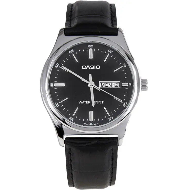 Casio Men’s Analog Quartz Stainless Steel Black Leather
