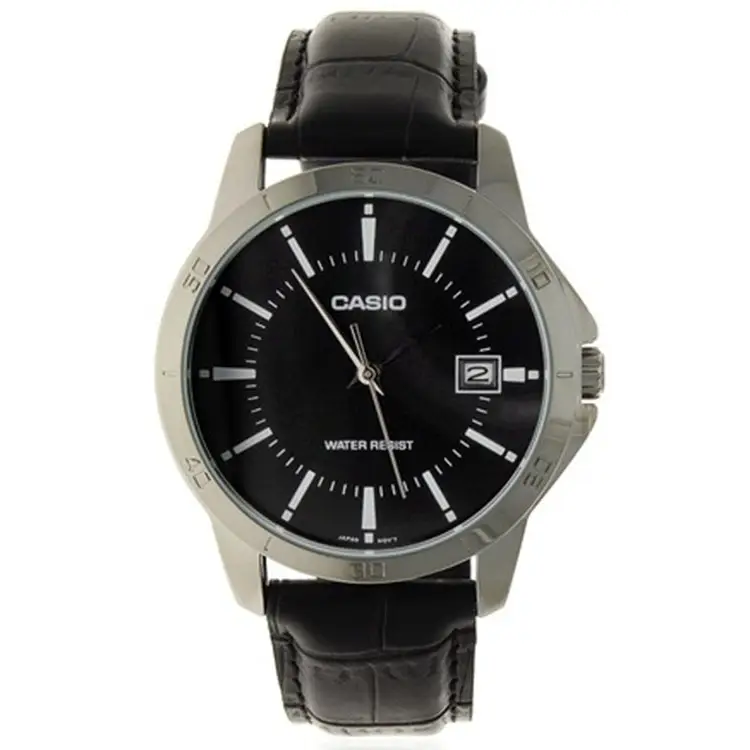 Casio Men’s Analog Quartz Stainless Steel Black Leather