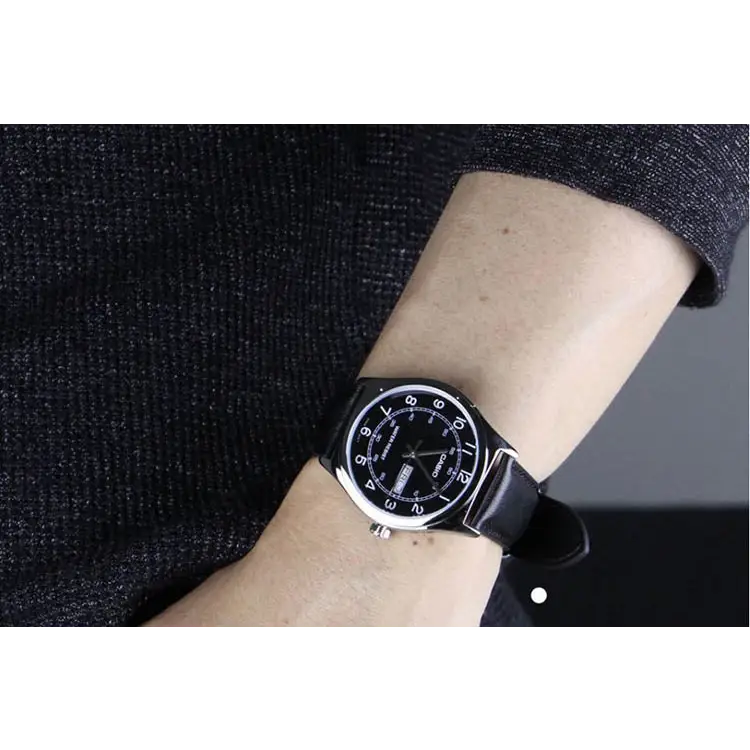 Casio Men’s Analog Quartz Stainless Steel/Black Leather