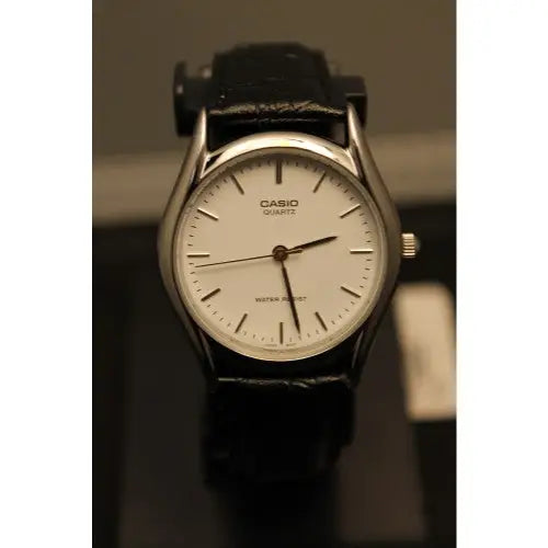 Casio Men’s Black Leather Strap Watch MTP1094E-7A - Watches