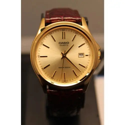 Casio Men’s Brown Genuine Leather Analog Watch MTP1183Q-9A -