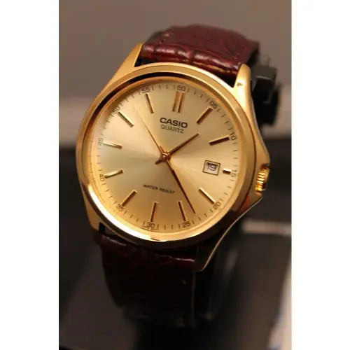 Casio Men’s Brown Genuine Leather Analog Watch MTP1183Q-9A -
