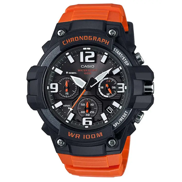 Casio Men’s Chronograph Quartz 100m Black/Orange Resin Watch