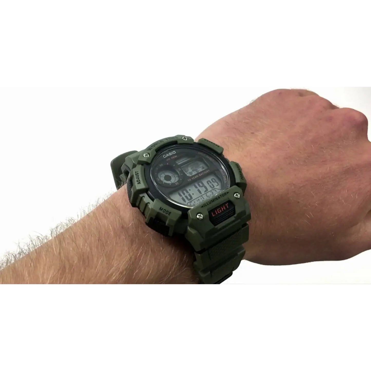 Casio Men’s Classic Digital 10-Yr Battery 100m Green Resin