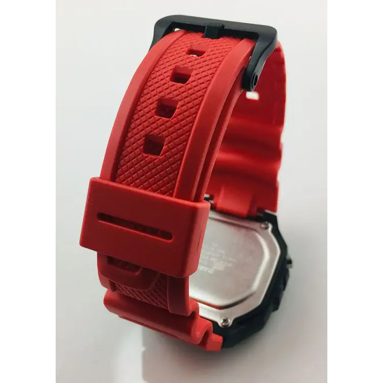 Casio Men’s Digital Quartz Stainless Steel/Red Resin Watch