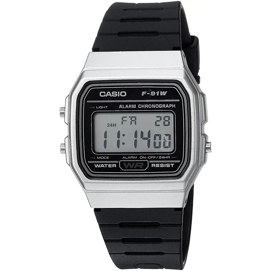 Casio Men's Digital Quartz Stopwatch Steel Black Resin Watch – shopemco