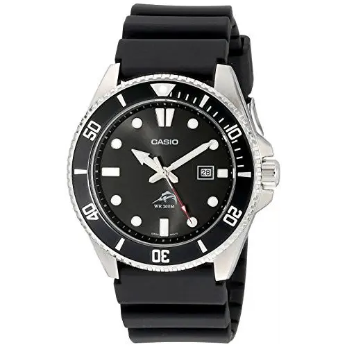 Casio Men’s Duro Black Dial Plastic Resin Band Diver Watch
