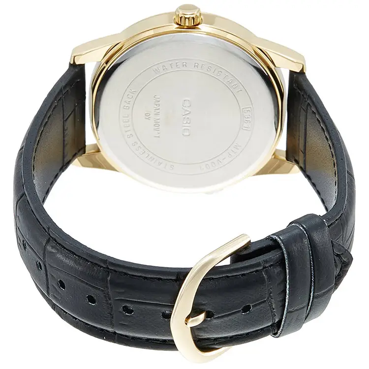 Casio Men’s Quartz Gold Tone Stainless Steel Black Leather
