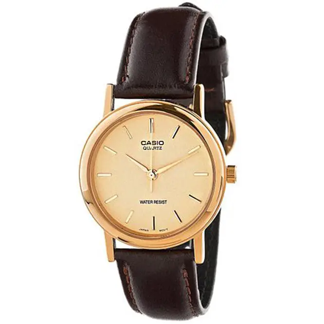 Casio Men’s Quartz Gold Tone Stainless Steel Brown Leather