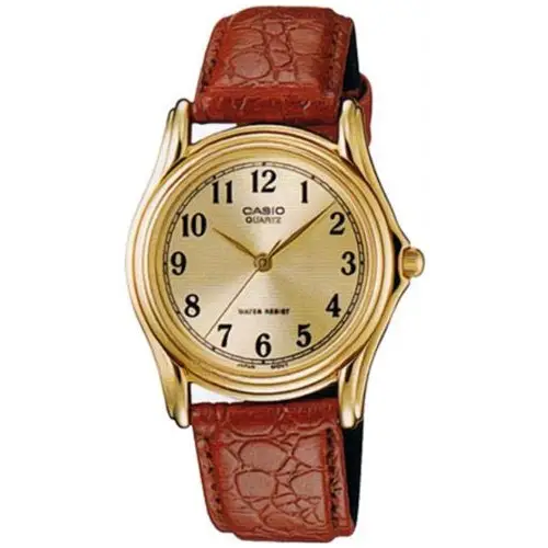 Casio Men’s Quartz Gold Tone Stainless Steel Brown Leather