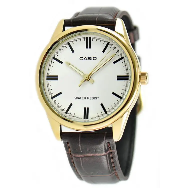 Casio Men’s Quartz Gold Tone Stainless Steel Brown Leather