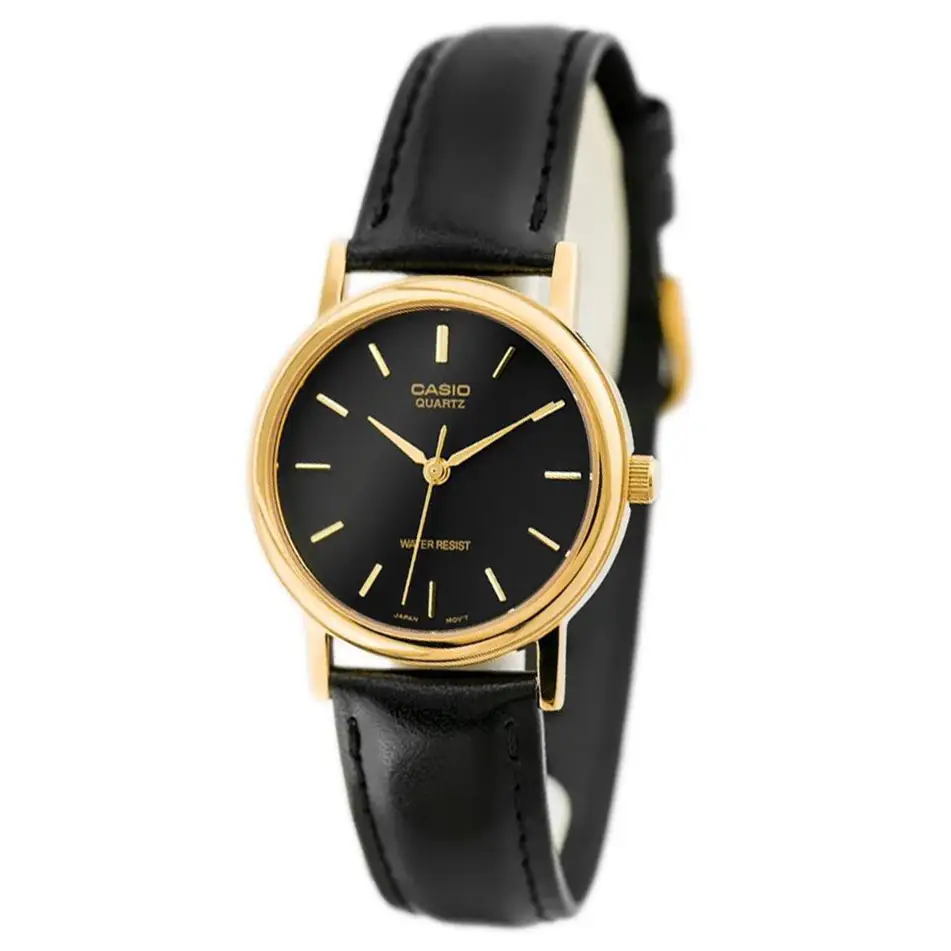 Casio Men’s Quartz Gold Tone Stainless Steel/Black Leather