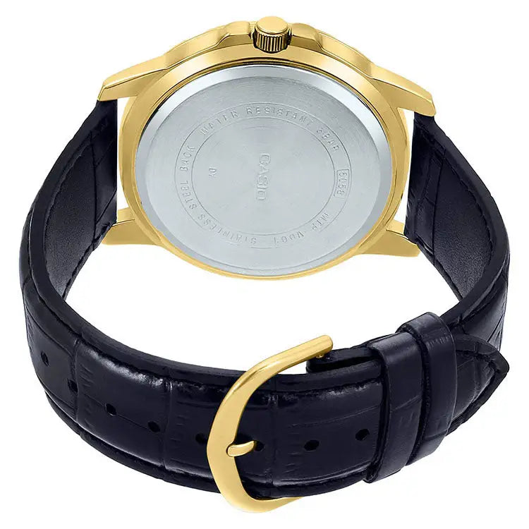Casio Men’s Quartz Gold Tone Stainless Steel/Black Leather