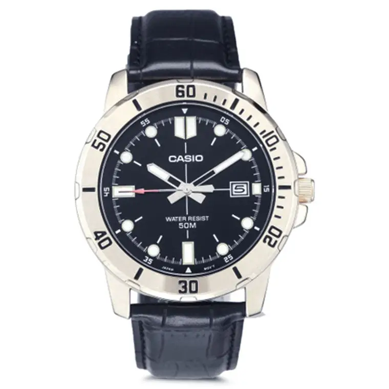 Casio Men’s Quartz Gold Tone Stainless Steel/Black Leather