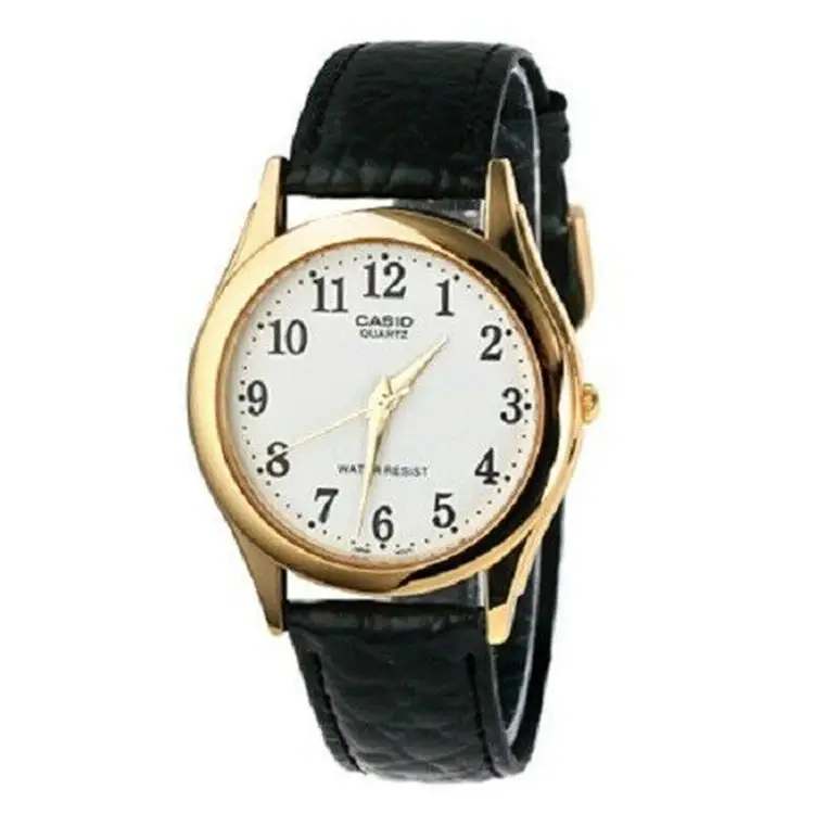 Casio Men’s Quartz Stainless Steel/Black Leather Watch