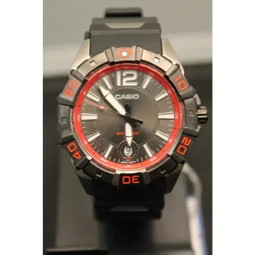 Casio Men’s Red Black Plastic Watch MTD-1070-1A2 - Watches