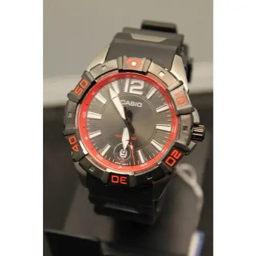 Casio Men’s Red Black Plastic Watch MTD-1070-1A2 - Watches