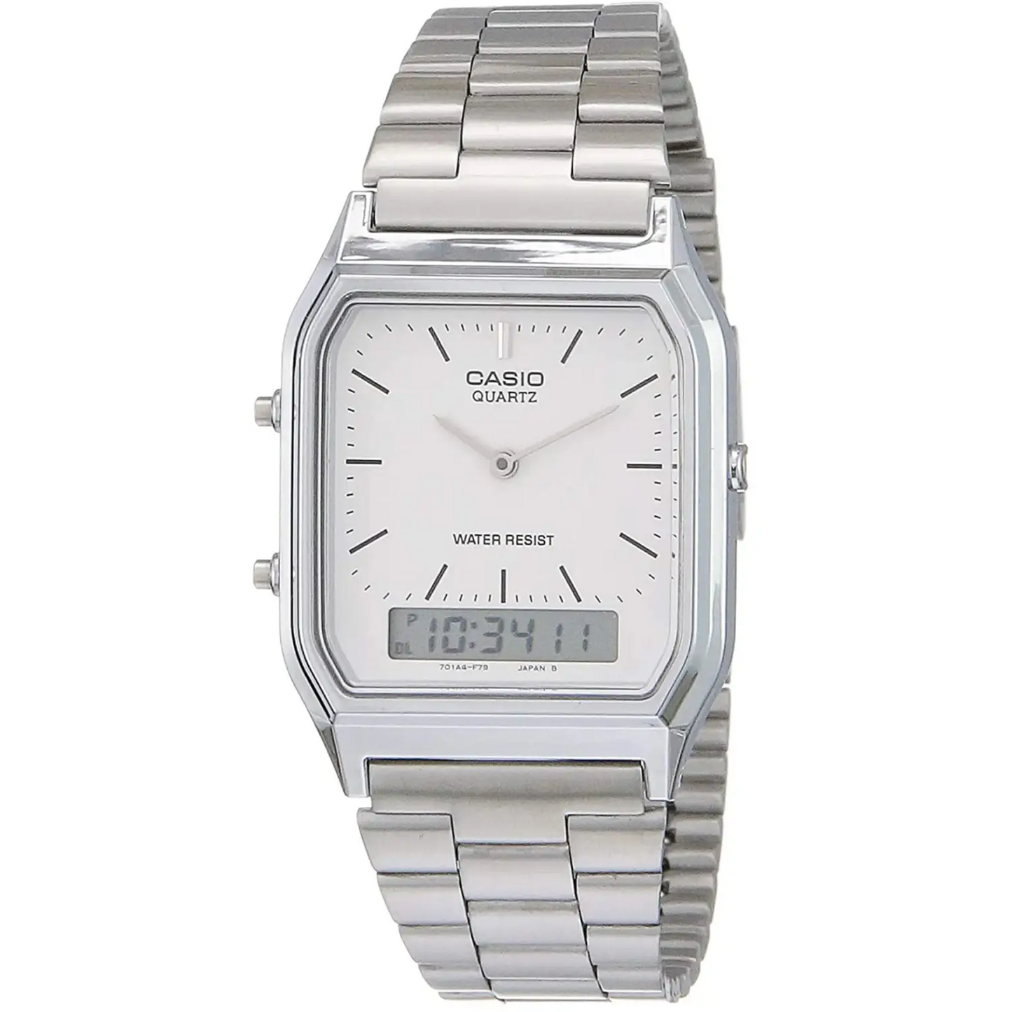 Casio Men’s Vintage Ana-Digi Quartz Dual Time Stainless