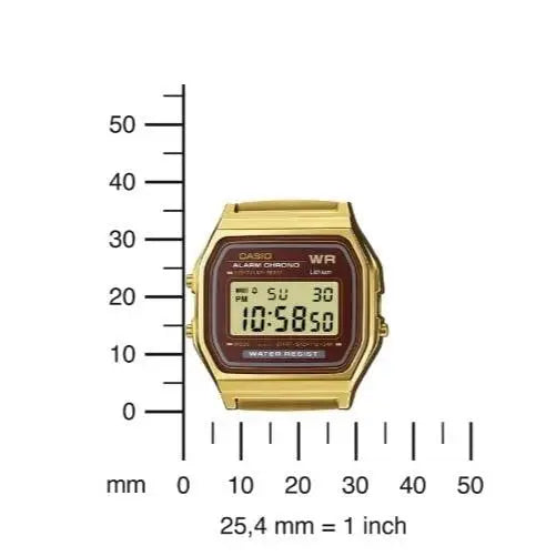 Casio Unisex Retro Digital Quartz Gold Tone Stainless Steel